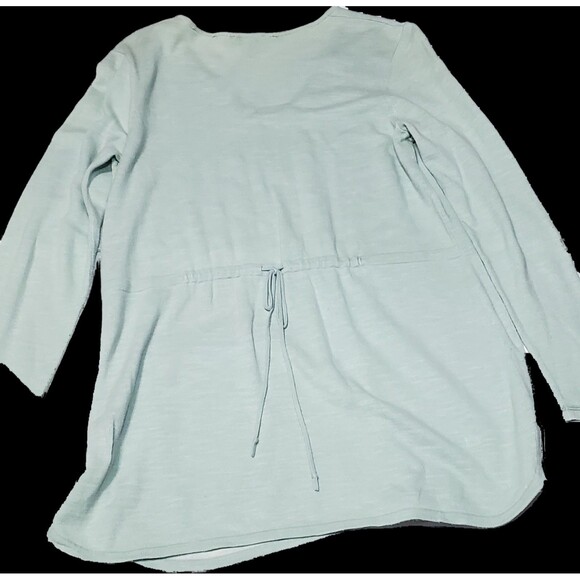 Mint Green Seamed Tunic Top XS Fits M/L V-Neck Long Sleeve Relaxed Fit - Picture 3 of 15